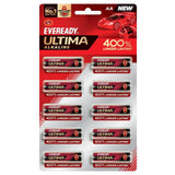 Eveready Ultima Alkaline AA Battery, 400% Longer Lasting, Anti-Leak Turbolock Technology, Eco-Friendly Batteries for High-Drain Devices Household Devices & Toys, Pack of 10