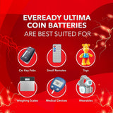 Eveready Ultima Coin Battery 3V | CR2016 | Made with High-Purity Lithium | with Child Proof Packaging | Best Suited for Car Key fobs, Weighing Scales, Toys & Medical Devices | Pack of 5