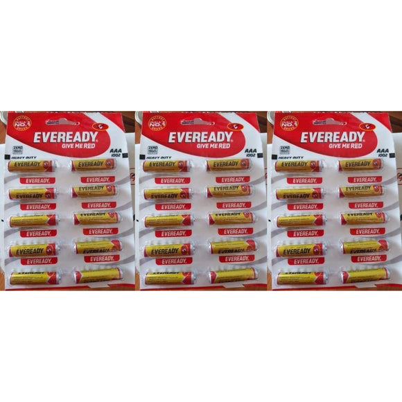 Eveready Zinc Carbon Batteries AAA 1002 Pack of 30