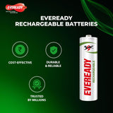 Eveready AA Rechargeable Battery | 1000 Series | Pack of 2 | Durable & Cost Effective | Low Discharge Mechanism | Ideal for High Drain Devices | 1.2V | India’s No.1 Battery Brand