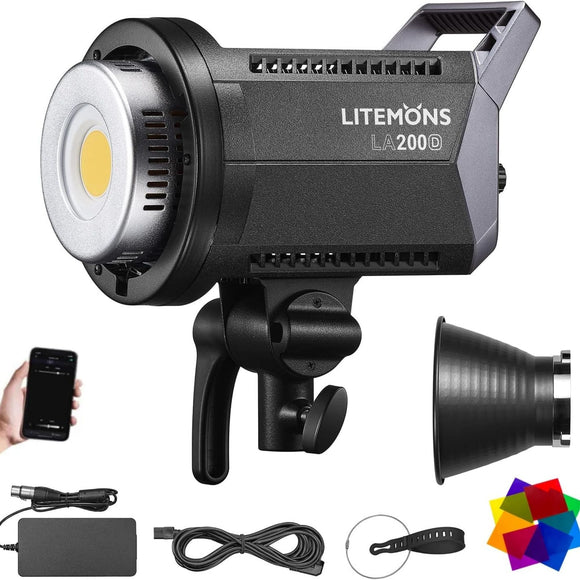 Godox Litemons LA200D LED Video Light, 5600K, Bowens Mount, CRI 96+ TLCI 97+, 8 FX Effect, 0-100% Dimming, APP Control, for Film Shooting, Wedding, Live Broadcast, Portrait