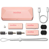 Godox MoveLink Mini LT 2-Person Wireless Microphone System for Cameras & iOS Devices - Cherry Pink