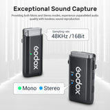 Godox WEC Kit2 Wireless Lavalier Microphone, 8H Battery Life, Dual Channel 2.4G Wireless Mic, 200m(656ft.) Range, Noise Cancelling with Charging Case for Cameras, Smartphone, PC, TikTok, YouTube