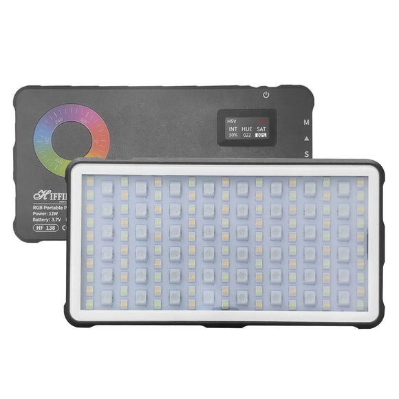 HIFFIN HF-138 Portable Pocket RGB LED 12w Video Light | 4000 MaH Inbuilt Battery | 2500K-9000K Full Color 20 Lighting Effect Modes Ultra Bright Camera Lighting for Vlogging. Product Dimensions : ‎ 15 x 8 x 2 cm; Weight: 300 g