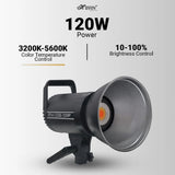 HIFFIN COB-120P Professional 120W LED Video Light for Studio Film Recording, 3200K-5600K Dimmable with Remote Control