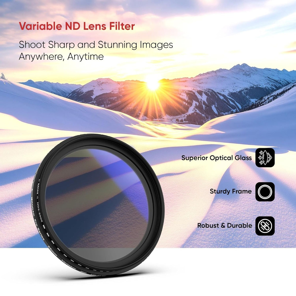 KODAK 55mm Camera Lens VND Filter Pro Series|16 Layer Coating for DSLR ...