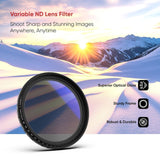 KODAK 67mm Camera Lens VND Filter Pro Series|11 Stops for ND2-ND2000|16 Layer Coating for DSLR Camera Lens Protection from UV Rays, Dust & Scratches|Variable Neutral Density|Black
