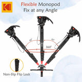 KODAK M575 with Metal Hydraulic Head & 3 Level Support Base Monopod (Black, Supports Up to 6000 g)