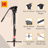 KODAK M575 with Metal Hydraulic Head & 3 Level Support Base Monopod (Black, Supports Up to 6000 g)