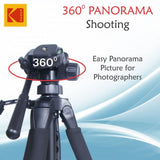 Kodak T210 Tripod for DSLR, Camera|Three Way Pan Movement Tripod|Maximum Load Capacity up to 3.5kg| Portable and Lightweight|Mobile Phone Holder Mount & Carry Bag for All Smart Phones, Cameras|Black