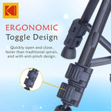 Kodak T210 Tripod for DSLR, Camera|Three Way Pan Movement Tripod|Maximum Load Capacity up to 3.5kg| Portable and Lightweight|Mobile Phone Holder Mount & Carry Bag for All Smart Phones, Cameras|Black