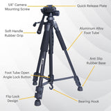 Kodak T210 Tripod for DSLR, Camera|Three Way Pan Movement Tripod|Maximum Load Capacity up to 3.5kg| Portable and Lightweight|Mobile Phone Holder Mount & Carry Bag for All Smart Phones, Cameras|Black