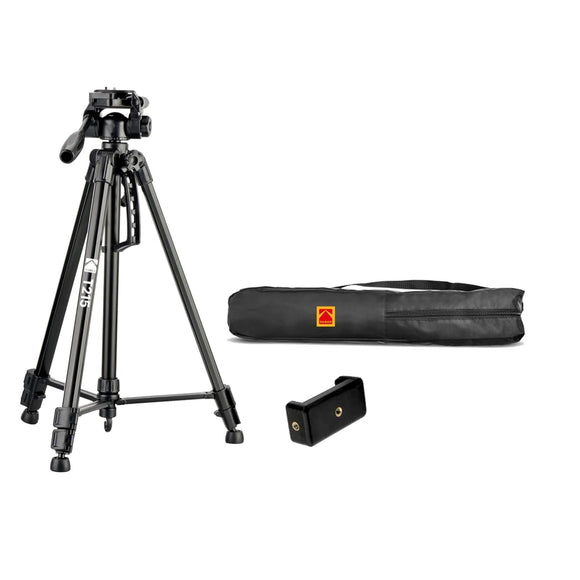 Kodak T215 Tripod for DSLR, Camera with Operating Height 5.50 Feet|Maximum Load Capacity up to 5kg |Portable and Lightweight|Mobile Phone Holder Mount & Carry Bag for All Smart Phones, Cameras|Black