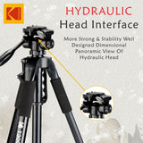 Kodak T300 Tripod for DSLR, Camera with Operating Height 5.90 Feet| Maximum Load Capacity up to 5kg |Portable and Lightweight| Aluminum Tripod with 360 Degree Ball Head | Carry Bag Included (Black)