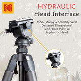 Kodak T340 (72.83 Inch) Tripod for DSLR, Camera |Operating Height: 6.06 Feet | Maximum Load Capacity up to 4 kg | Lightweight with Professional Smooth Oil Fluid Head | Carry Bag Included (Black)