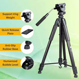 Kodak T340 (72.83 Inch) Tripod for DSLR, Camera |Operating Height: 6.06 Feet | Maximum Load Capacity up to 4 kg | Lightweight with Professional Smooth Oil Fluid Head | Carry Bag Included (Black)