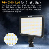 Kodak V351 LED Video Light Compatible with Adjustable Color Temp. 3200K-5600K |  348 SMD Led for Bright Light | Barn Door for Light Focus | Ideal for Photography & Shooting | Built-in Battery Power Indicator