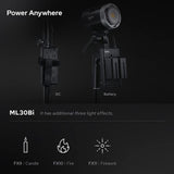 GODOX ML30Bi /2800k-6500k/ 360-degree lighting / resembling a flashlight, perfect for quick, on-the-go lighting support.