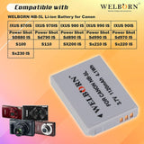 WELBORN NB5L Rechargeable Battery Pack Compatible with Canon Digital IXUS 870IS,970IS,980 is,990 is,90IS| Power Shot SD880 is,SD790 is,SD890 is,SD990 is,SD970 is, S100, S110,SX200 is,SX210 is