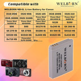 WELBORN NB6L Rechargeable Battery Pack Compatible with Digital IXUS 105 is to 95 is | PowerShot D-Series D10 PowerShot SD-Series/Digital ELPH SD1200 is to SD770 PowerShot S-Series/Digital ELPH S90