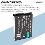 Welborn (2000 mAh) NP-BD1 Battery Compatiable with Sony Cyber-Shot DSC-T2, DSC-T70, DSC-T77, DSC-T90, DSC-T200, DSC-T300, DSC-T500, DSC-T700, DSC-T900, DSC-TX1, DSC-TX1H, DSC-TX1N