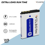 Welborn (2000 mAh) NP-BD1 Battery Compatiable with Sony Cyber-Shot DSC-T2, DSC-T70, DSC-T77, DSC-T90, DSC-T200, DSC-T300, DSC-T500, DSC-T700, DSC-T900, DSC-TX1, DSC-TX1H, DSC-TX1N