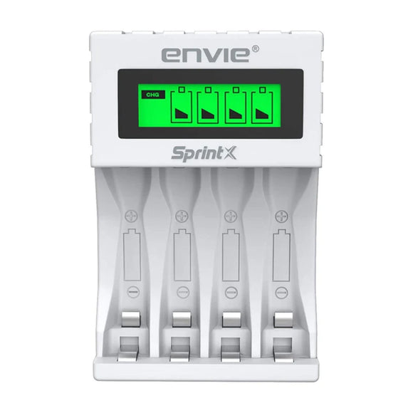 ENVIE (ECR 11 MC) SprintX Ultra Fast Charger for Rechargeable Batteries AA & AAA Ni-mh, with LCD Display, Smart Charge Control System - (White)