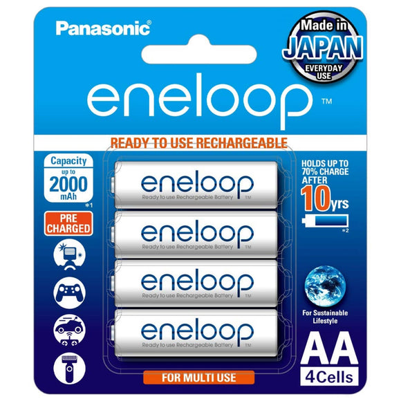 Panasonic eneloop BK 3MCCE/4BN AA Ni-MH Pre-Charged Rechargeable Batteries, 4-Pcs