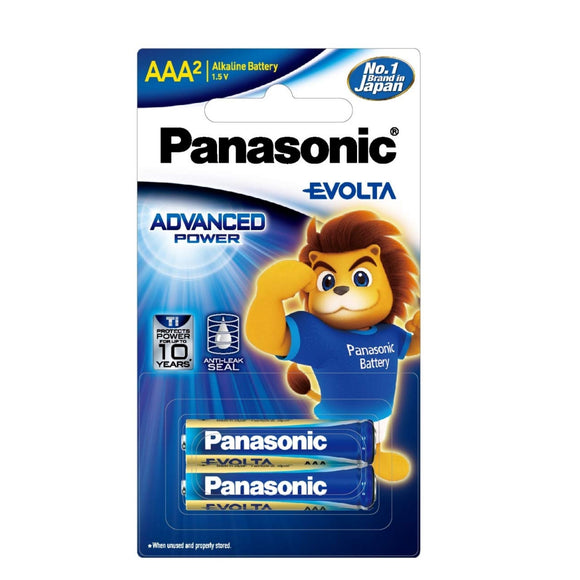 Panasonic Evolta LR03EGDG Premium AAA Alkaline Batteries - 2-Pack, Long-Lasting Power, Mercury-Free, Anti-Leak Seal - 10-Year Protection