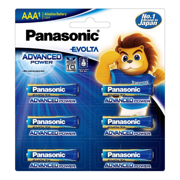 Panasonic Evolta LR03EGDG Premium AAA Alkaline Batteries - 6-Pack, Long-Lasting Power, Mercury-Free, Anti-Leak Seal - 10-Year Protection