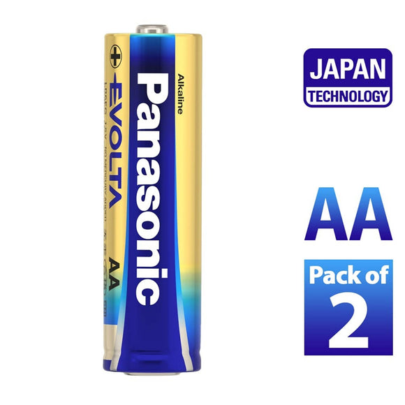 Panasonic Evolta  LR6EGDG Premium AA Alkaline 1.5V Batteries - Long-Lasting, Anti-Leak Seal, Power Protection for up to 10 Years - Pack of 2