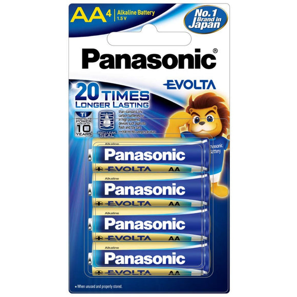 Panasonic Evolta  LR6EGDG Premium AA Alkaline 1.5V Batteries - Long-Lasting, Anti-Leak Seal, Power Protection for up to 10 Years - Pack of 4