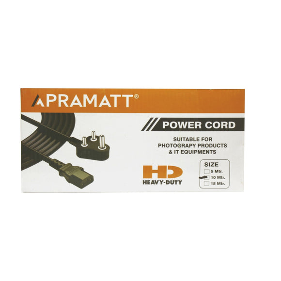 Apramatt Power Cable 10 Meter |  high-quality | 3-pin configuration | high-grade copper