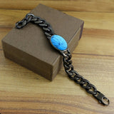 Cowboy Fashion Salman Khan Curb Black Turquoise Black Stainless Steel Bracelet Men