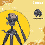 Simpex 880 plus (165 cm) Platinum Aluminum Light Weight Tripod, with Fluid Video Head, for DSLR & Video Cameras, Maximum Operating Height: 5.90 Feet, Maximum Load : 6 kgs (Black)
