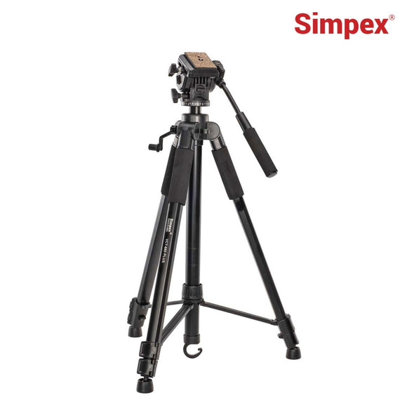 Simpex 880 plus (165 cm) Platinum Aluminum Light Weight Tripod, with Fluid Video Head, for DSLR & Video Cameras, Maximum Operating Height: 5.90 Feet, Maximum Load : 6 kgs (Black)