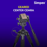 Simpex 880 plus (165 cm) Platinum Aluminum Light Weight Tripod, with Fluid Video Head, for DSLR & Video Cameras, Maximum Operating Height: 5.90 Feet, Maximum Load : 6 kgs (Black)
