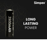 Simpex AA 3900mAh rechargeable batteries, ready to use and comes with the pack of 4 (Black Edition)