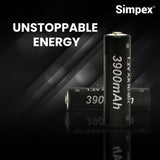 Simpex AA 3900mAh rechargeable batteries, ready to use and comes with the pack of 4 (Black Edition)