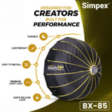Simpex BX 85 pro (85 cm) beauty dish softbox, collapsible, transportable and light weight bowens mount with grid for photography and studio lighting with removable diffuser