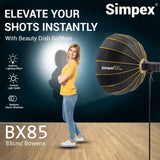 Simpex BX 85 pro (85 cm) beauty dish softbox, collapsible, transportable and light weight bowens mount with grid for photography and studio lighting with removable diffuser