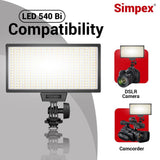 Simpex Bi colour camera led 540 with 770 Micro USB charging battery compatible with all DSLR and video cameras for video shoot (540bi)
