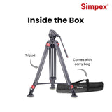 Simpex DV 7200 Platinum Heavy Duty Tripod with Professional Pan Head with Quick Release Plate Maximum Operating Height: 1984 mm, Max Load Upto: 15 kgs