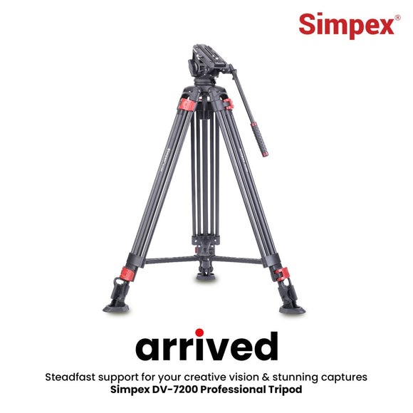 Simpex DV 7200 Platinum Heavy Duty Tripod with Professional Pan Head with Quick Release Plate Maximum Operating Height: 1984 mm, Max Load Upto: 15 kgs