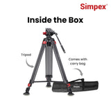 Simpex DV 7500 Platinum Heavy Duty Tripod with Professional Pan Head with Quick Release Plate Maximum Operating Height: 1984 mm, Max Load Upto: 25 kgs