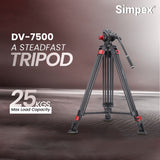 Simpex DV 7500 Platinum Heavy Duty Tripod with Professional Pan Head with Quick Release Plate Maximum Operating Height: 1984 mm, Max Load Upto: 25 kgs