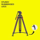 Simpex DV 9300 platinum heavy duty tripod with aluminium rod and non slip foot pad, 20 kg max pay load with 7 ft height and easily compatible with camcorder, DSLR and smartphones