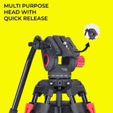 Simpex DV 9300 platinum heavy duty tripod with aluminium rod and non slip foot pad, 20 kg max pay load with 7 ft height and easily compatible with camcorder, DSLR and smartphones