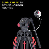 Simpex DV 9300 platinum heavy duty tripod with aluminium rod and non slip foot pad, 20 kg max pay load with 7 ft height and easily compatible with camcorder, DSLR and smartphones