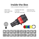 Simpex Gobo Condensor Kit 008 Bowens Mount Optical Snoot Kit with 24 Stainless Steel GOBOs & 4X Color Gels (Red/Yellow/Green/Blue), Multi-function Focus Ring, Premium Metal Construction